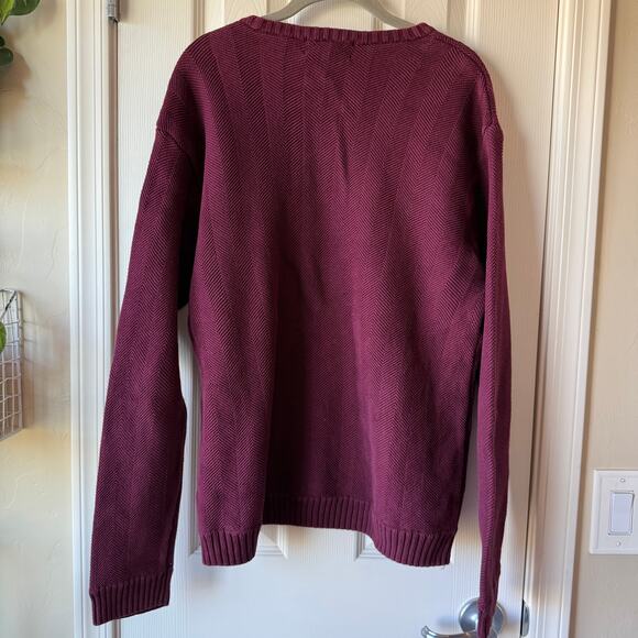 Vintage Chaps Mens Burgundy 100% Cotton Sweater Large - Picture 8 of 8